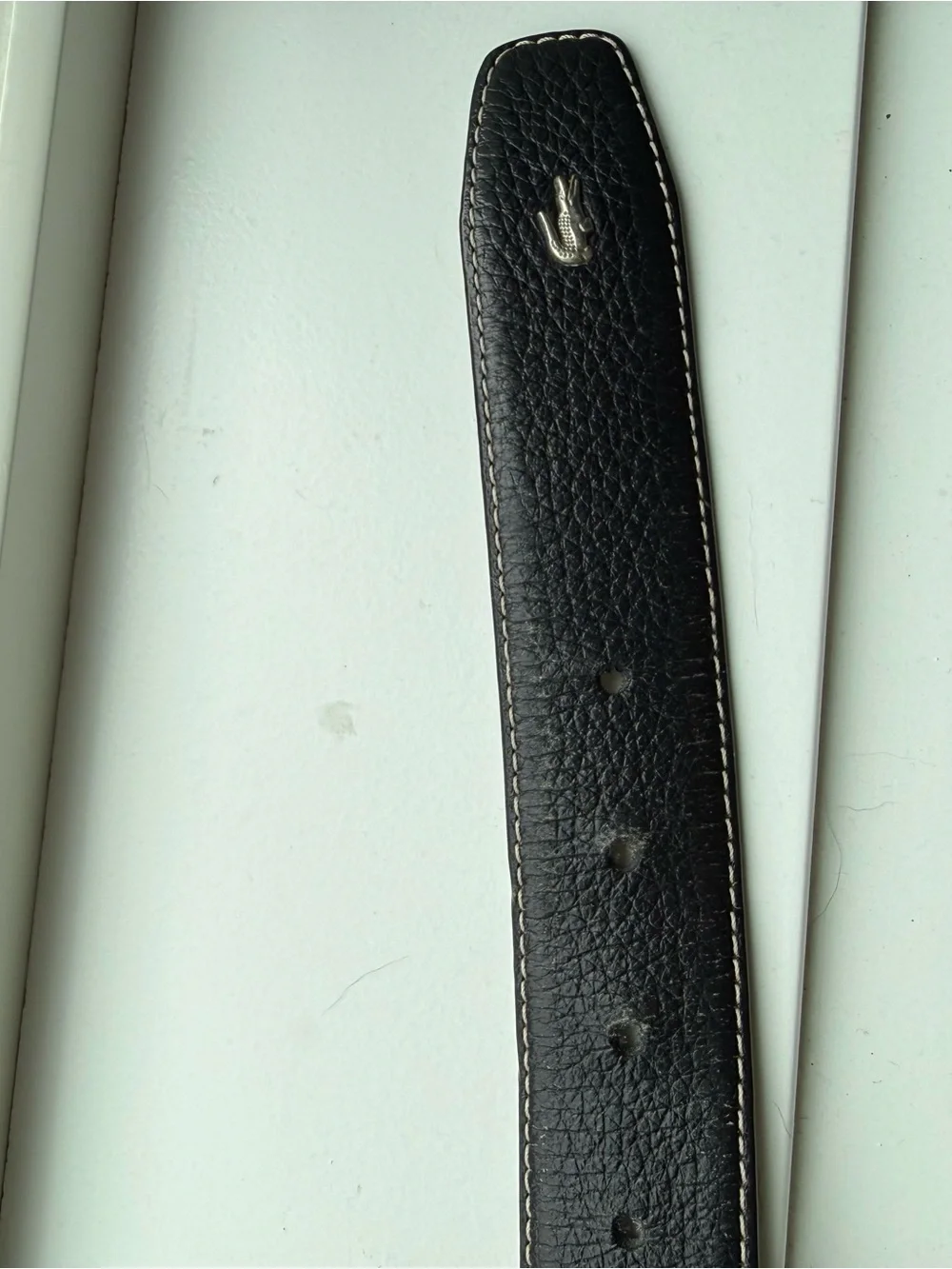 Black Leather Lacoste Belt